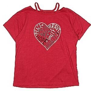 BCBGirls Red Short Sleeve T-Shirt Size 6 (Youth) Encouragement LOve Hope